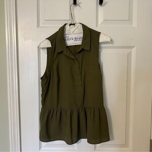 American Eagle Outfitters Olive Sleeveless Blouse